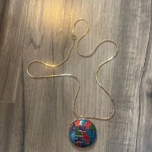 22” necklace with multi color pendant